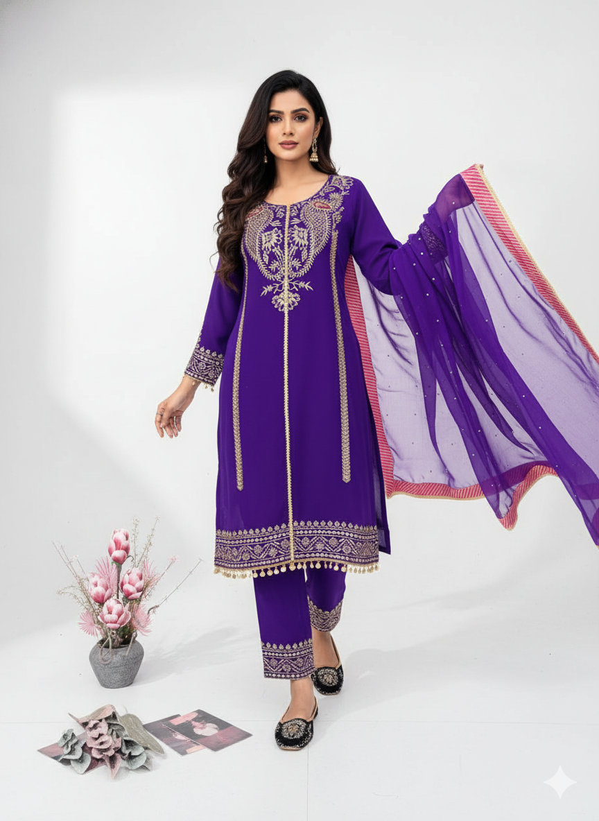 Glam Shine Georgette 3-Piece Suit Set-KF-1704✨✨