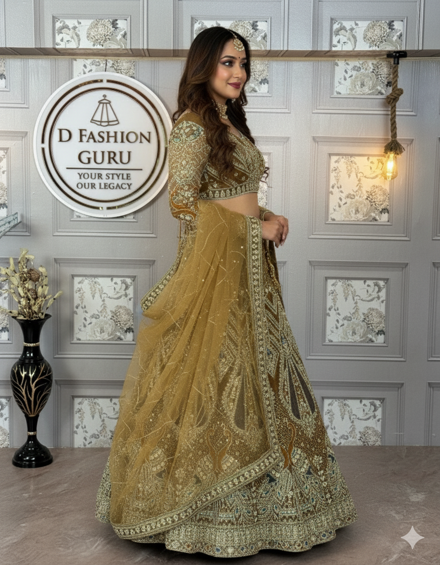 Premium Soft Net Lehenga Choli Set with Coding Sequins Work | Semi-Stitched | Includes Dupatta & Blouse