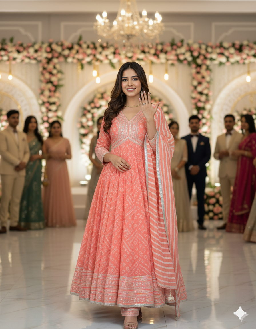 Digital Elegance Faux Georgette Gown Set-KD-1310 ✨👗