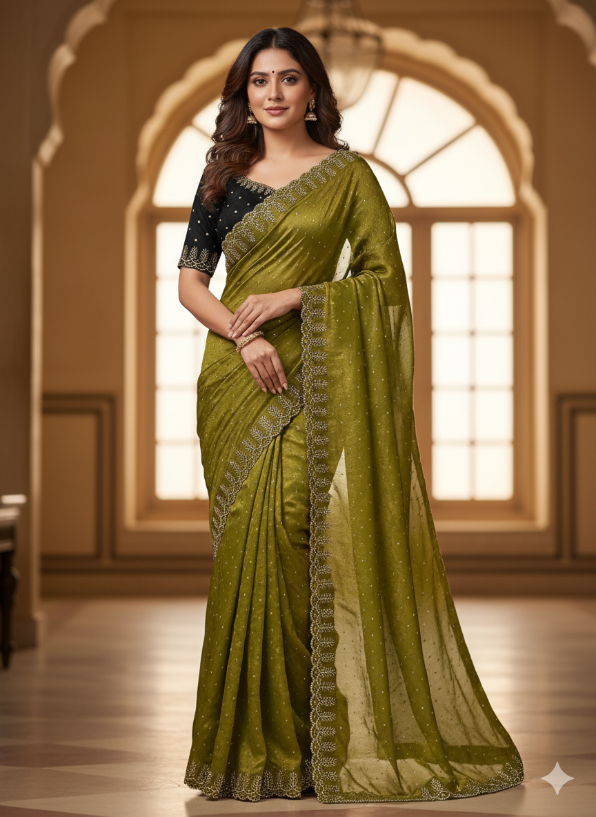 Sparkling Pink Space Silk Saree -NC - 5488💎 ✨