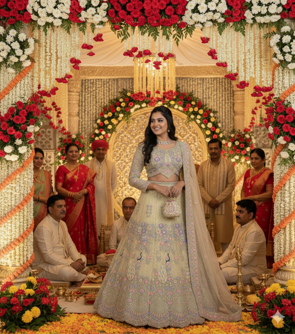 ✨ Red Royalty: Butterfly Net Lehenga-1676-peach ❤️👑