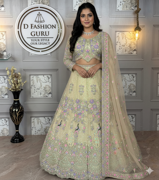 ✨ Red Royalty: Butterfly Net Lehenga-1676-peach ❤️👑