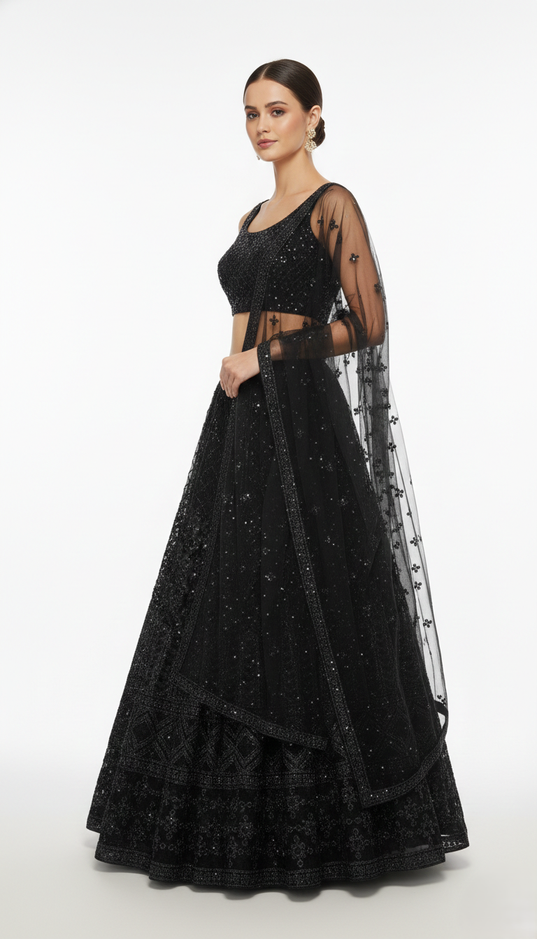 Net Sequin & Dori Work Lehenga Set-FB|HM-H73