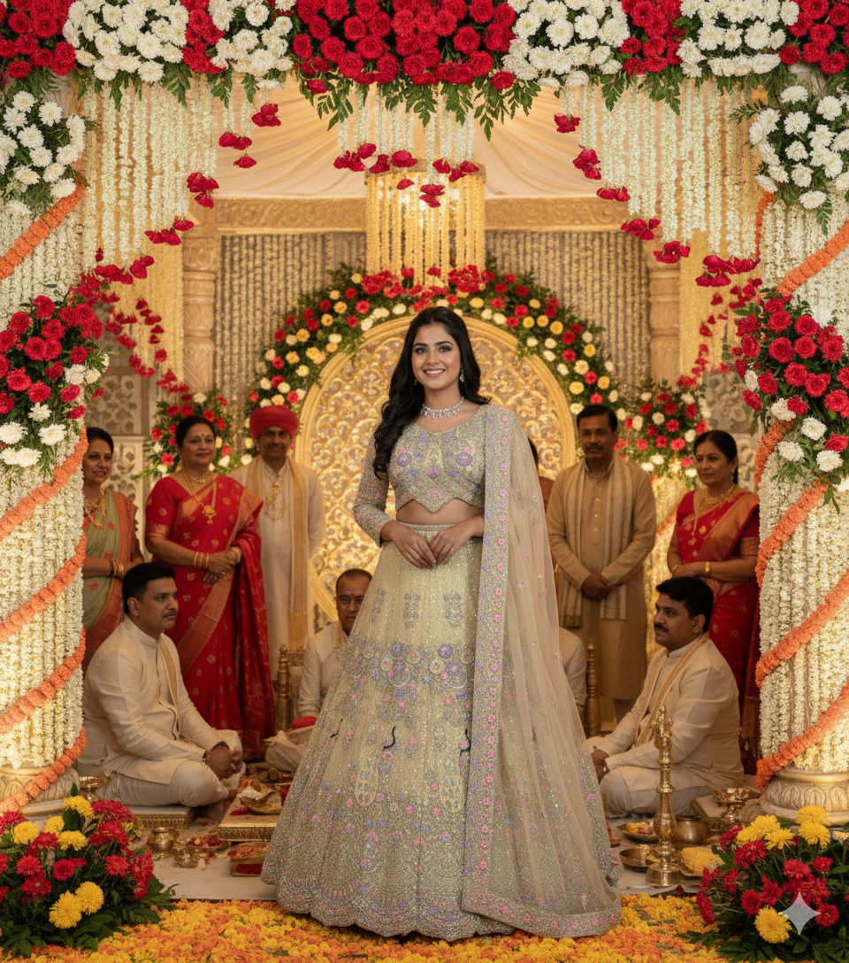 ✨ Red Royalty: Butterfly Net Lehenga-1676-peach ❤️👑