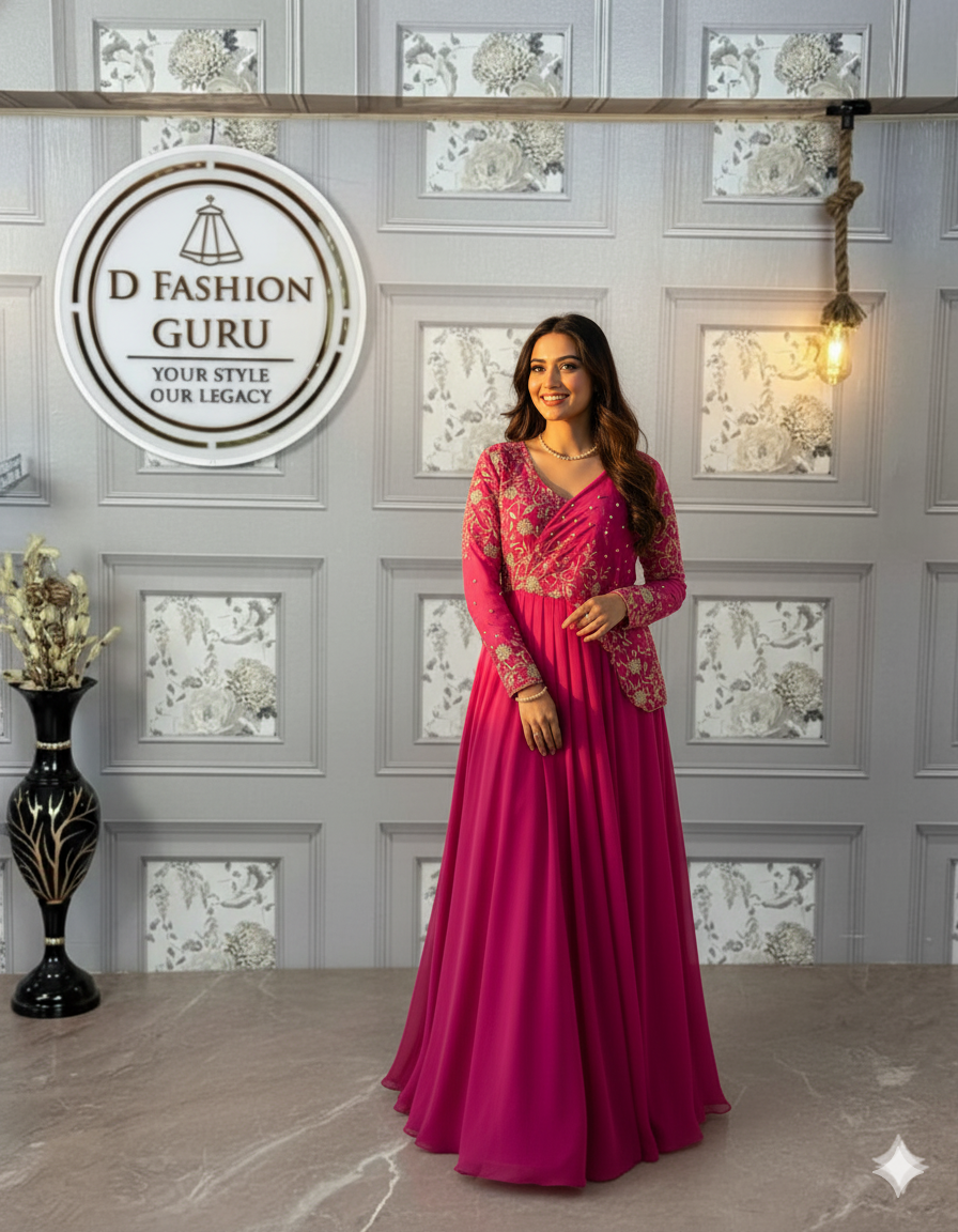 Shimmer Pearl Embroidered Gown-KD-1309 ✨🌟