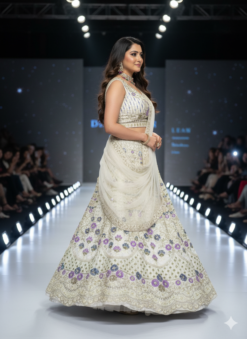 Heavy Mono Satin Silk Lehenga with Coding Sequins Cut Work & Chinon Dupatta