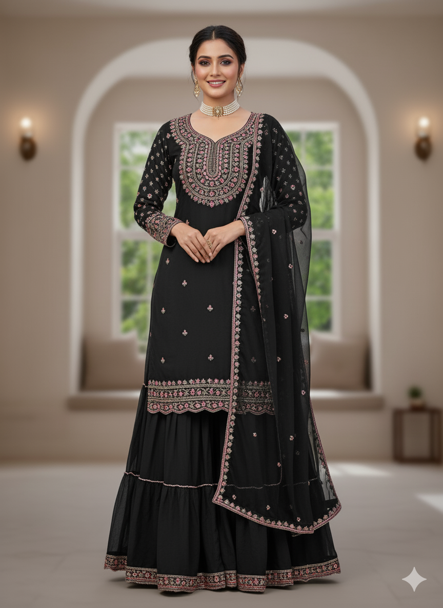 🎀 Elegant & Ethnic – Designer Sharara Set - KD - 1537🌟💃