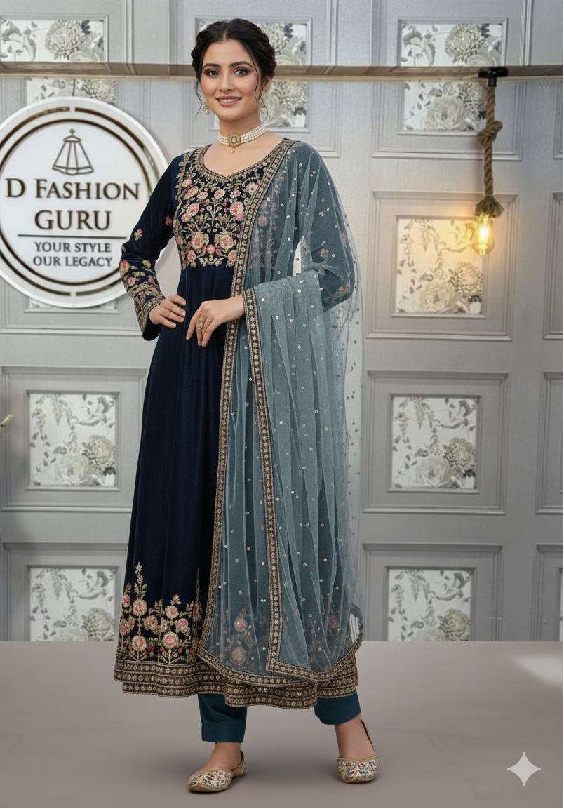 💫 Premium Velvet Elegance Suit Set – Shine in Style - KD - 1488 👗✨