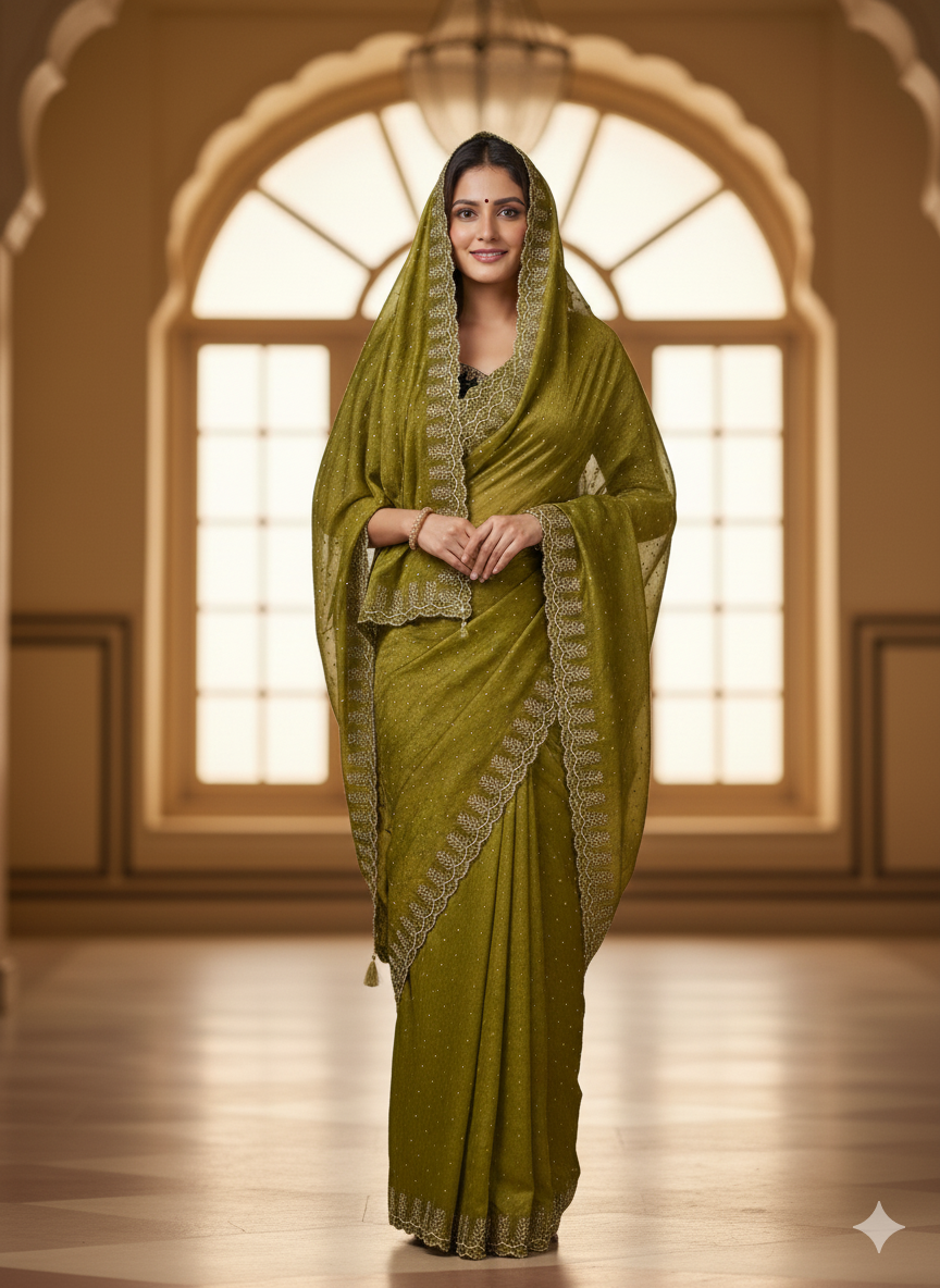 Sparkling Pink Space Silk Saree -NC - 5488💎 ✨