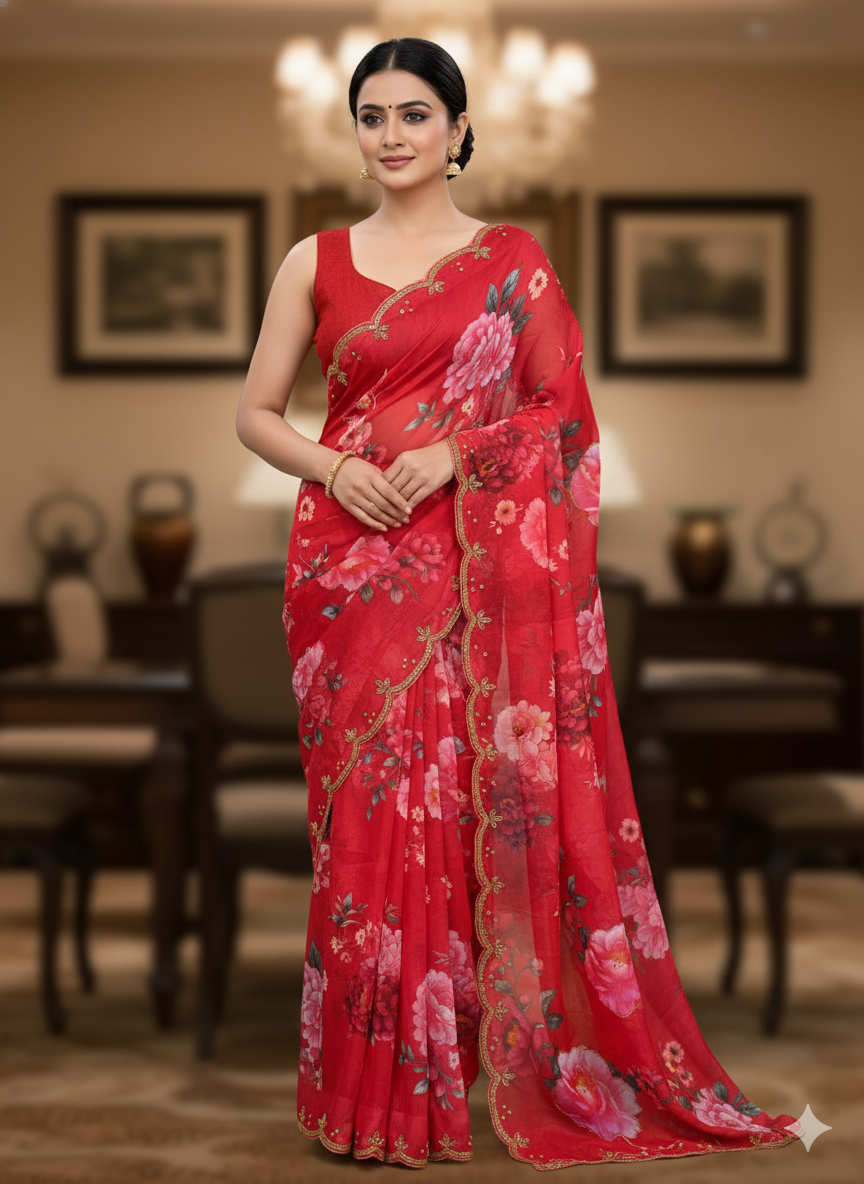 Floral Grace Saree Collection-NC-5513 💐💖💐