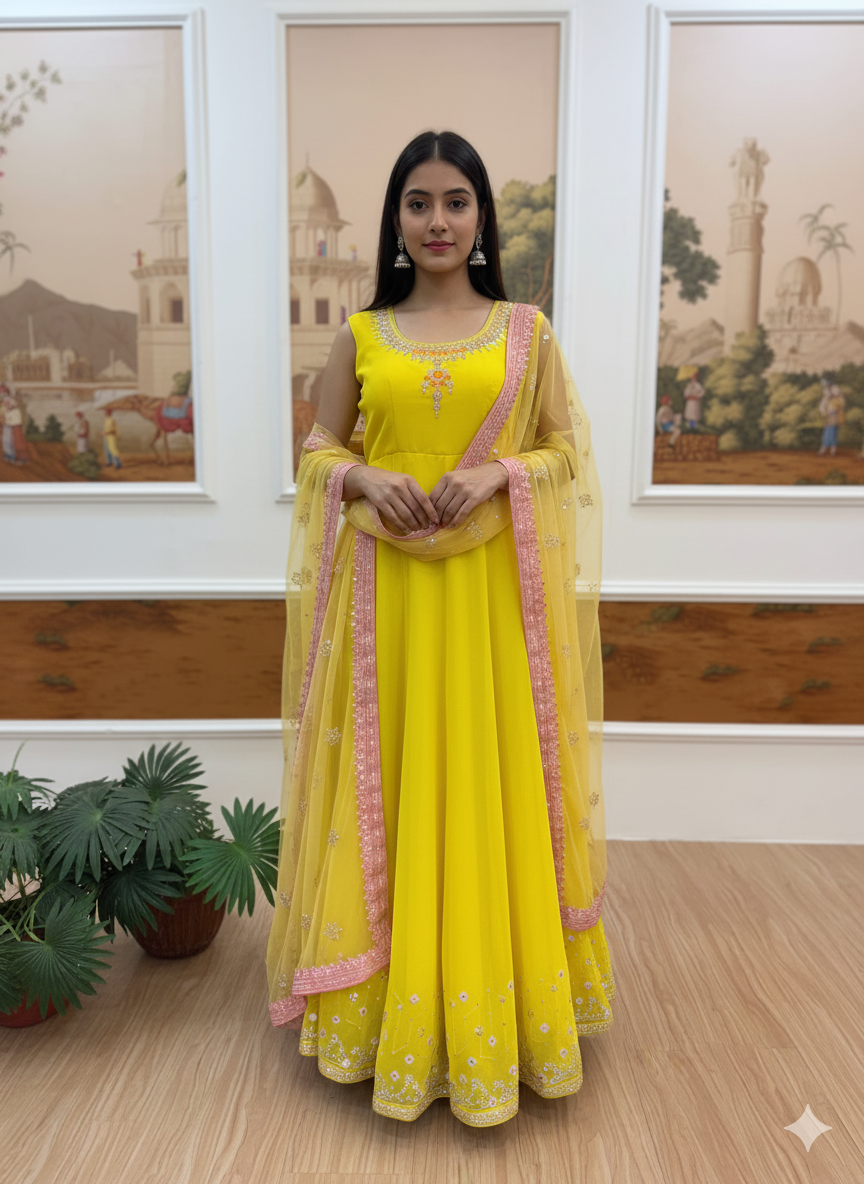 Superhit Festive Gown Set with Heavy Diamond Work! ✨