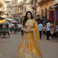 orange colour Semi-Stitched Butterfly Net Lehenga with Coding Sequins Work | Elegant Wedding & Party Wear