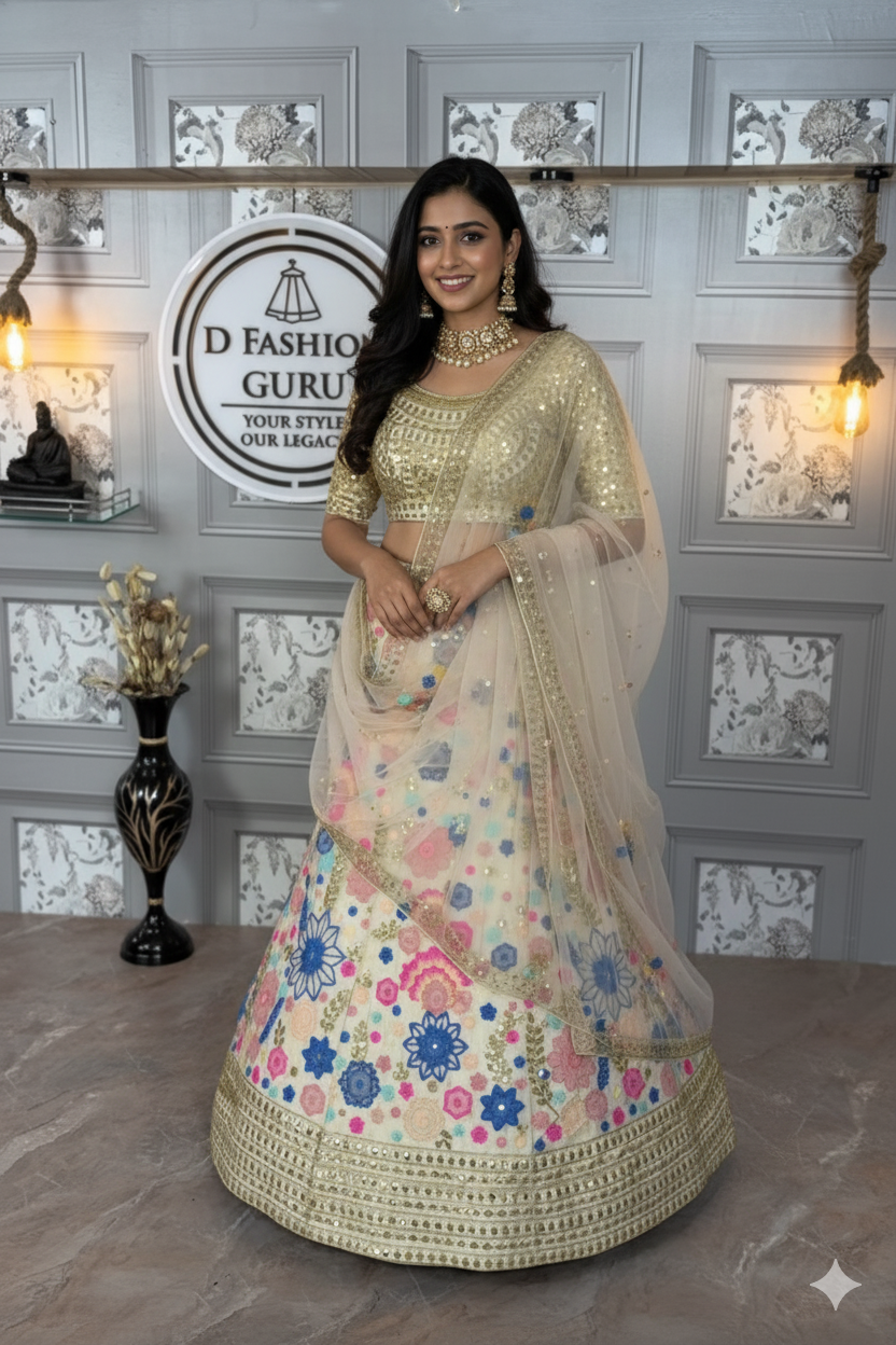 ✨ Sparkle & Shine Mono Net Lehenga-1525-MULTICOLOUR ✨👗💎