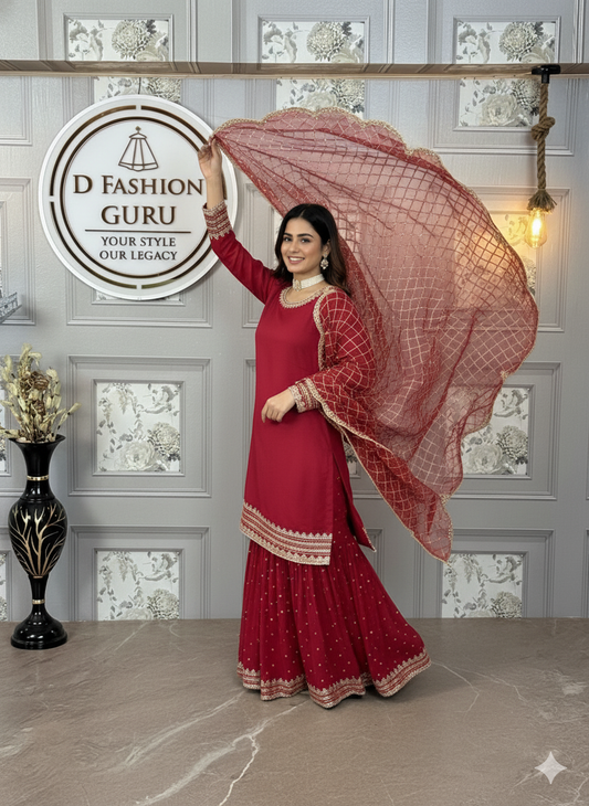 ✨ Elegant Faux Georgette Sarara Set ✨