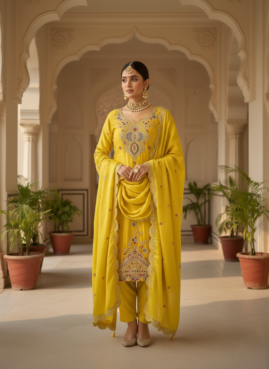 Chinnon Sequin Top Plazzo Set with Dupatta-LG-2058