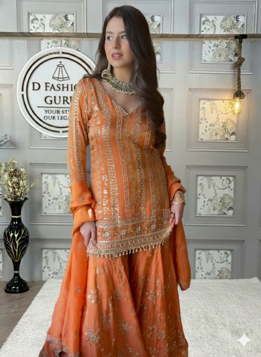 🌸 Effortless Elegance – 3-Piece Sharara Set 🌸