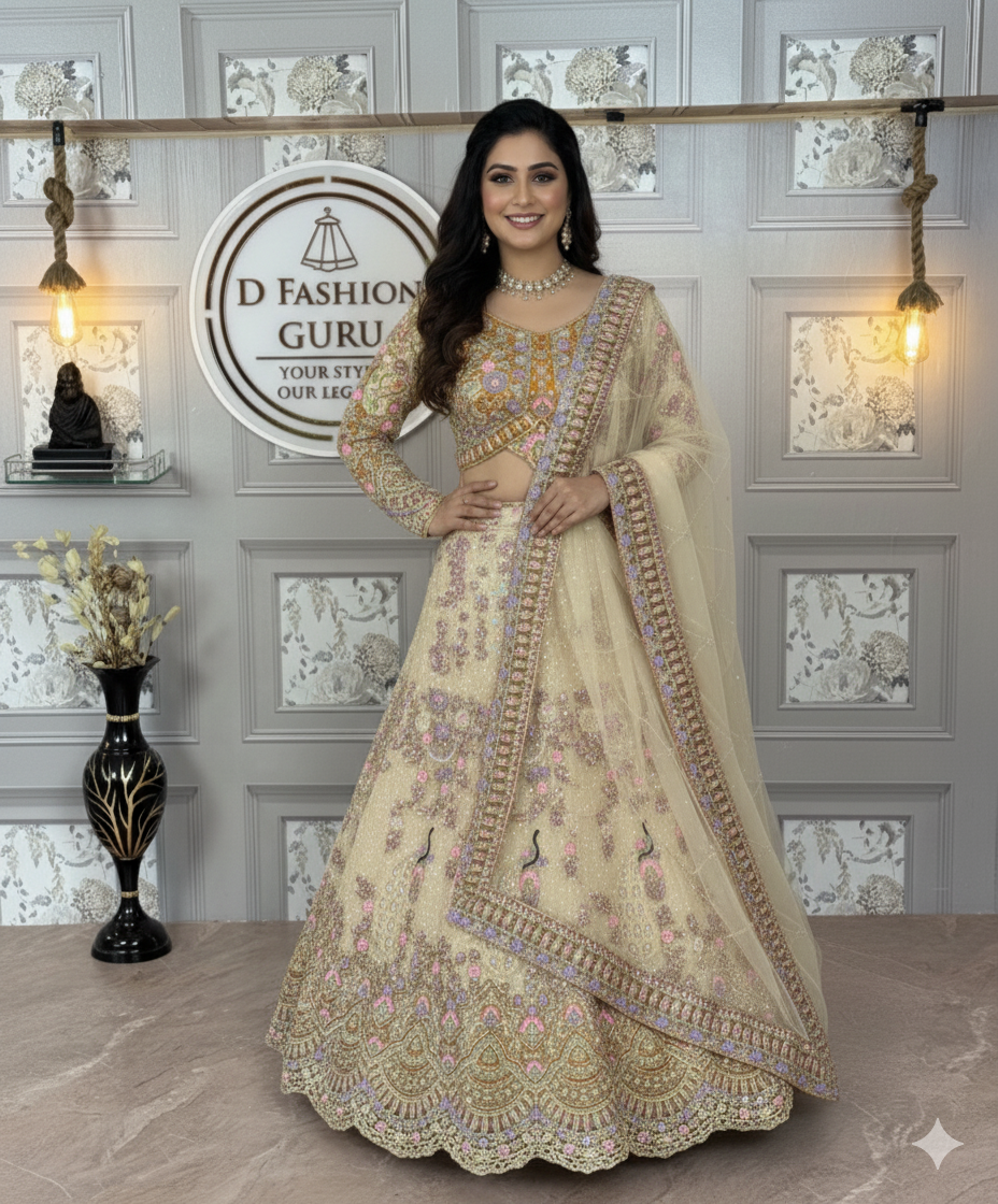 🔥💃 Dazzling Red Butterfly Net Lehenga-1676-LIGHT-YELLOW  👑