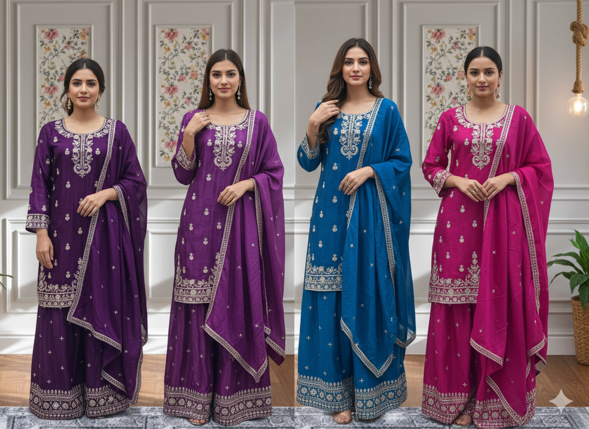 💫 Elegant Embroidery Luxe Suit Set-DVD-5128 💫