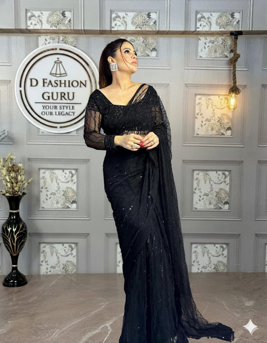 ✨ Radiant Glamour – Designer Ready-to-Wear Saree ✨