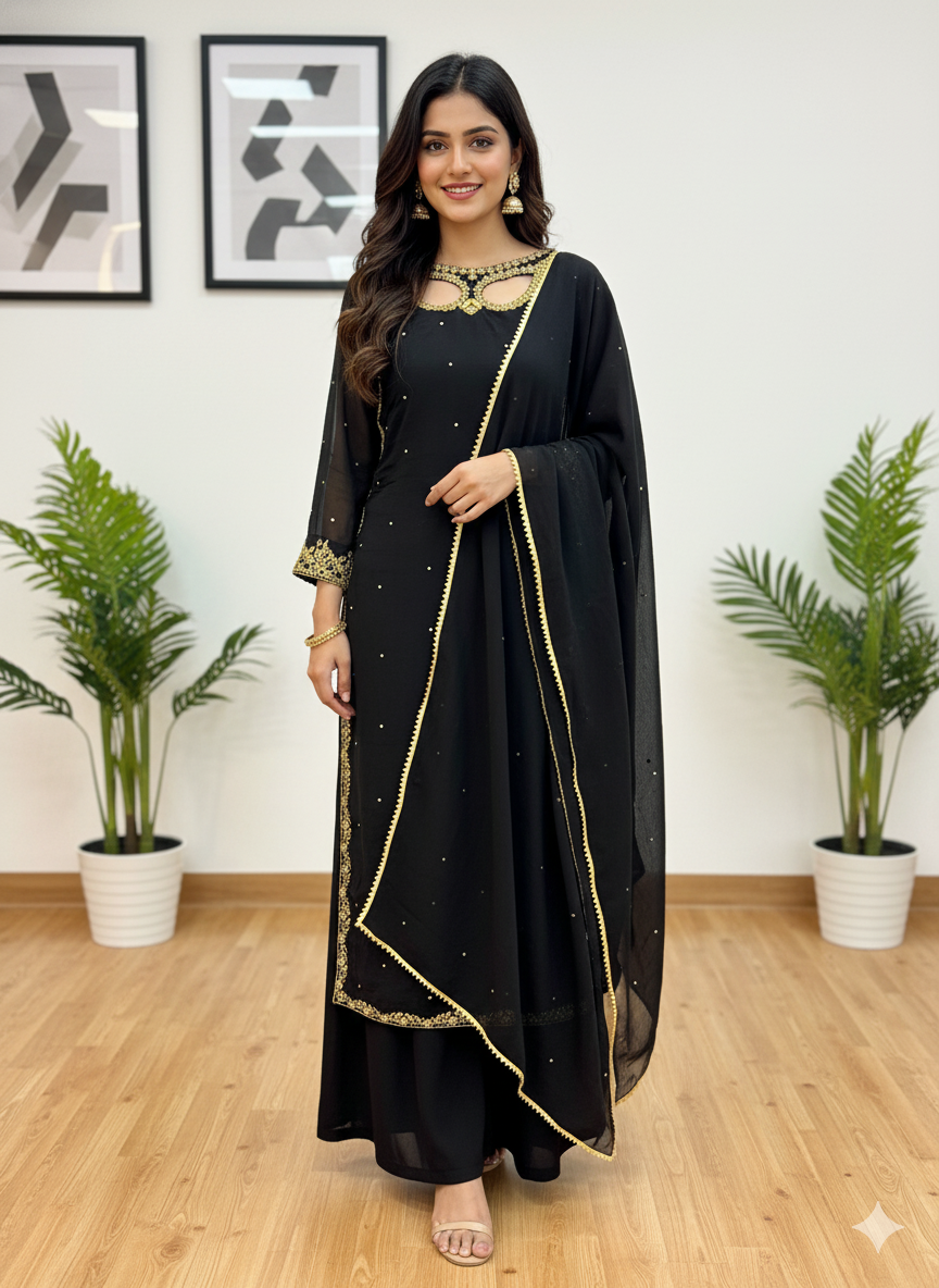 Superhit Pearl-Work Suit Set on Faux Georgette-ST-1125💃🥻