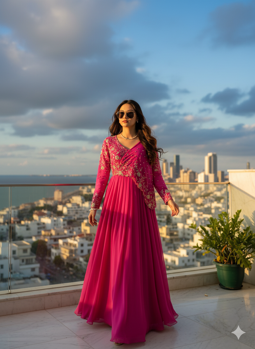 Shimmer Pearl Embroidered Gown-KD-1309 ✨🌟