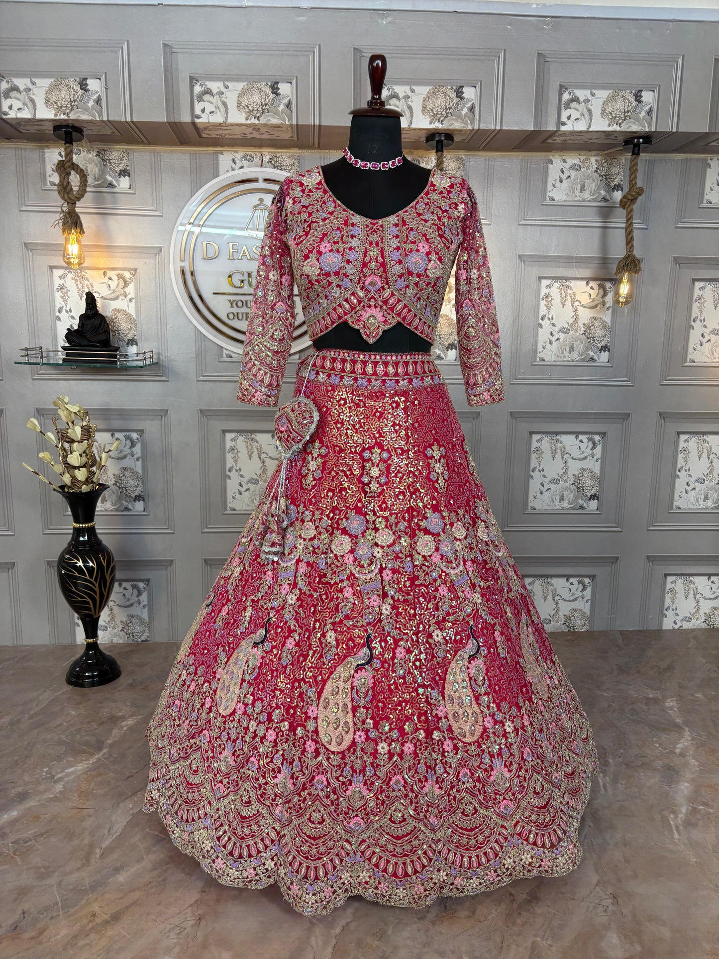 rani colour Semi-Stitched Butterfly Net Lehenga with Coding Sequins Work | Elegant Wedding & Party Wear