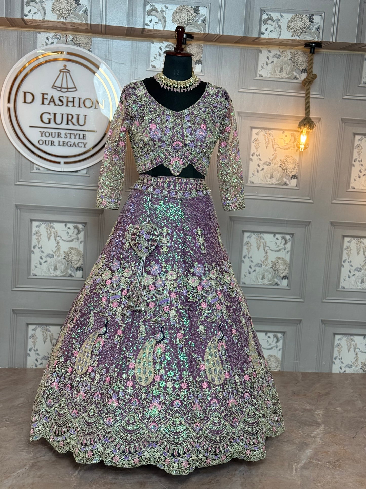 Designer Purple Lehenga Choli Set – Soft Net Fabric with Coding Sequins Work