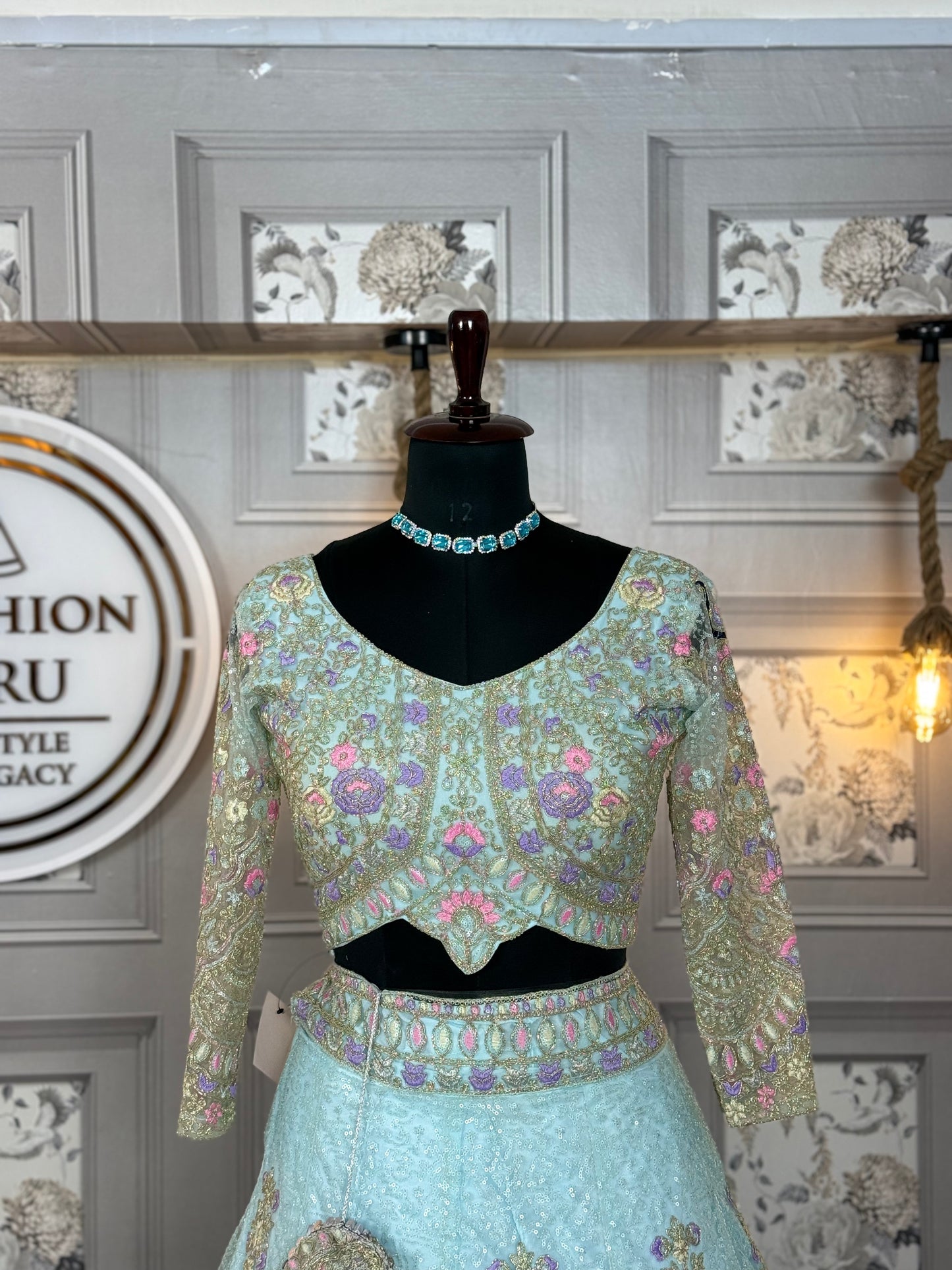 Light Blue Butterfly Net Lehenga with Can-Can & Sequins Work – Wedding & Festive Wear
