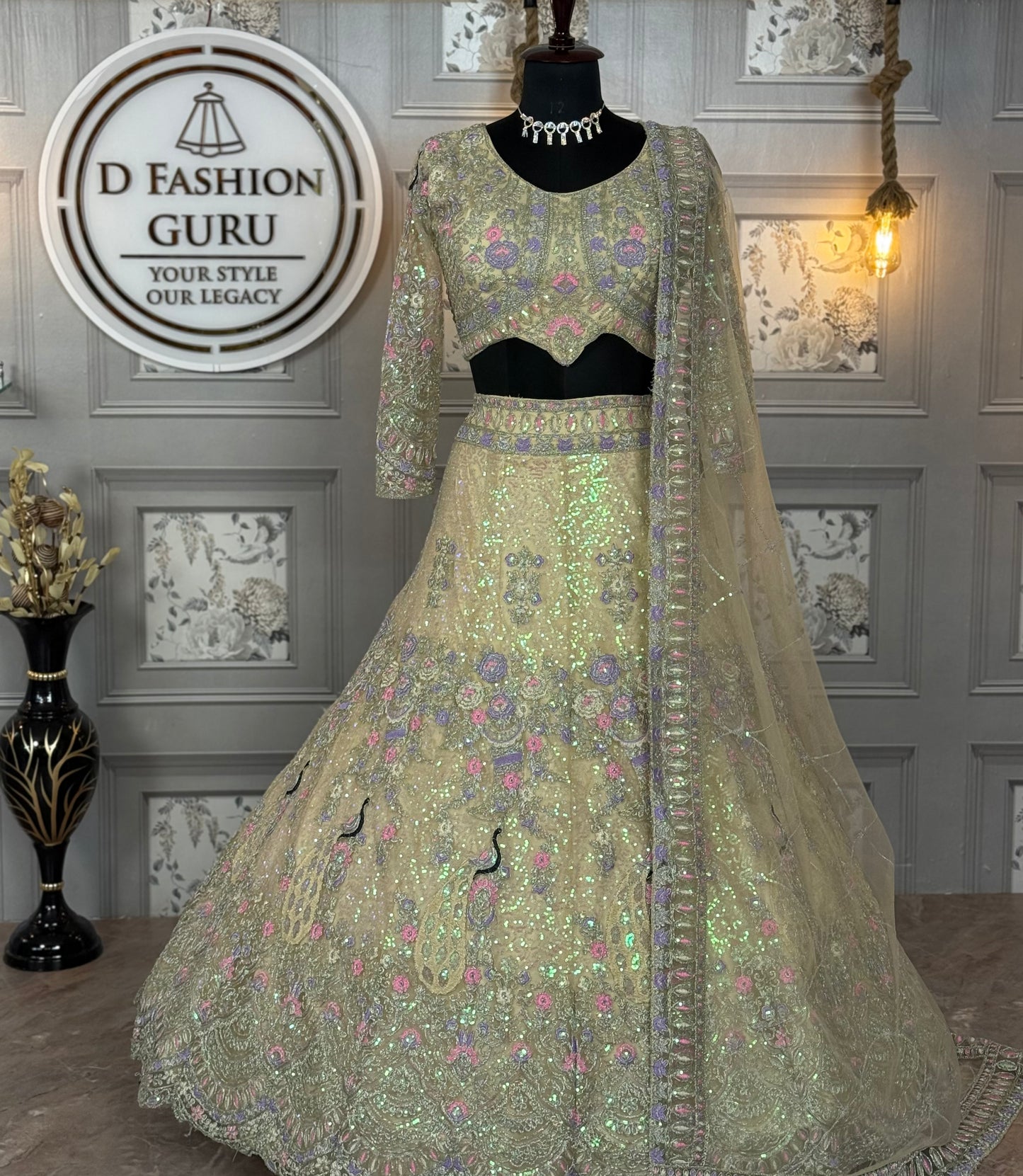 peach colour Semi-Stitched Butterfly Net Lehenga with Coding Sequins Work | Elegant Wedding & Party Wear
