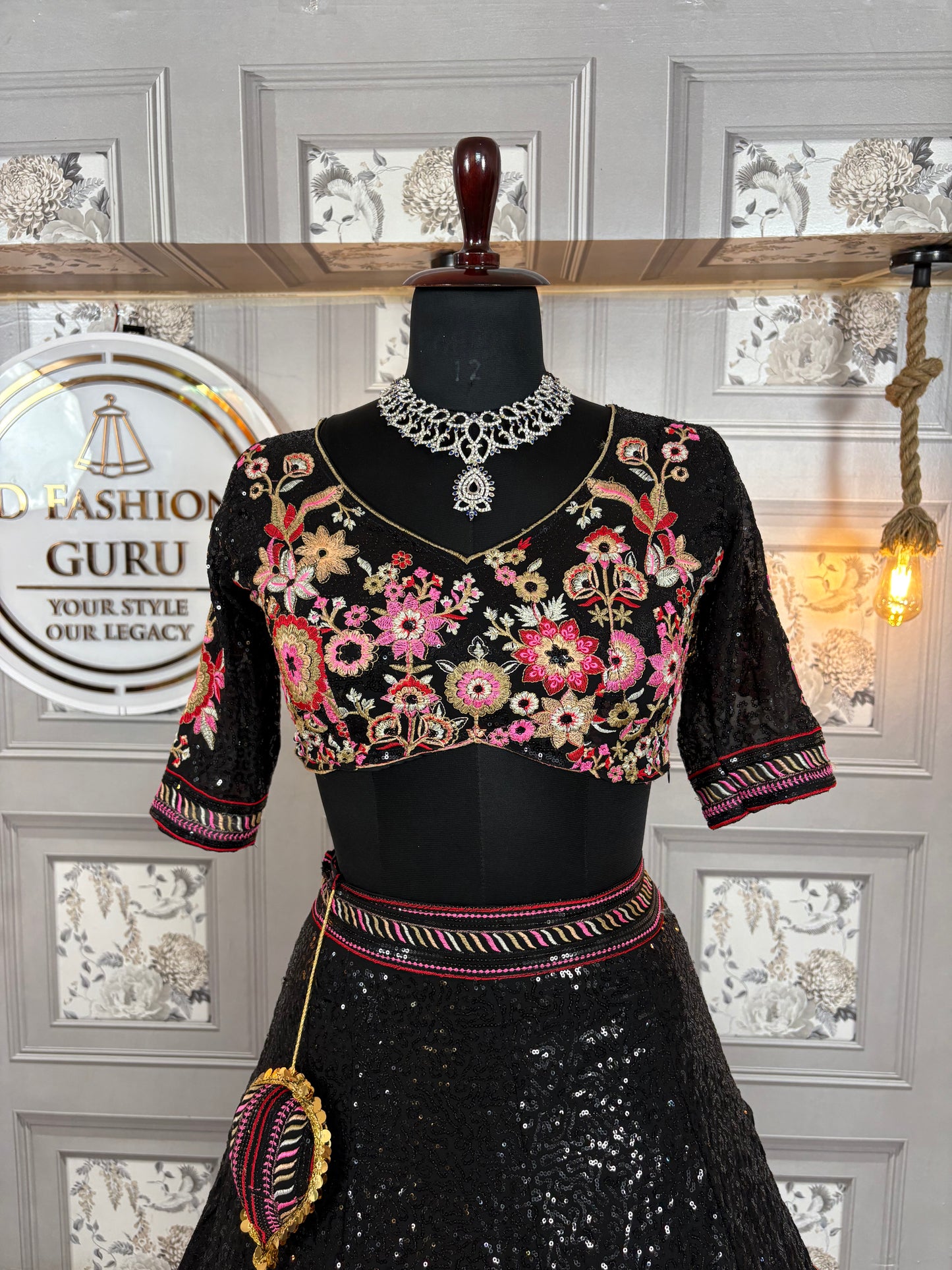 Elegant Fox Georgette Lehenga with Sequins & Embroidery Work