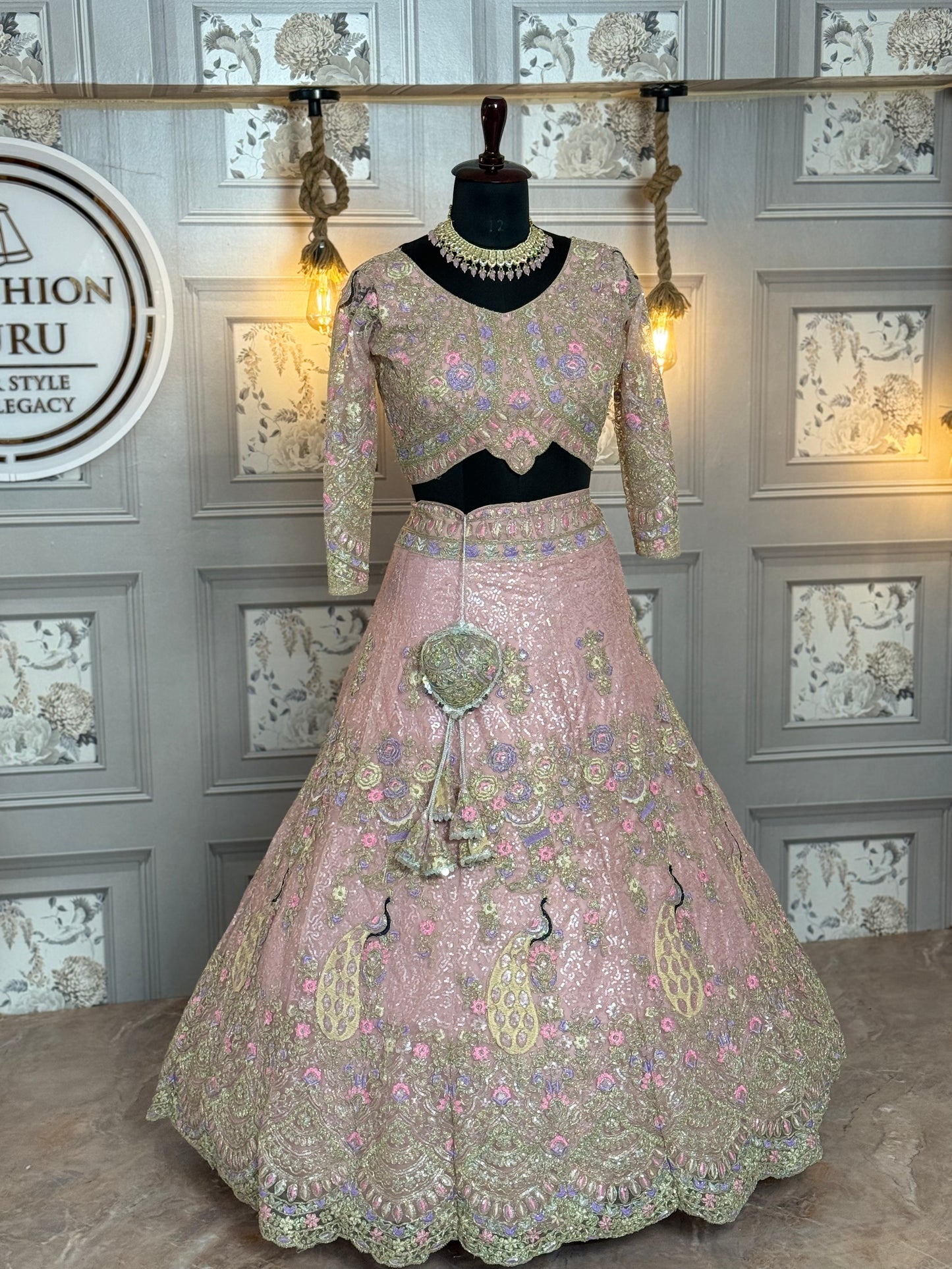 Light Pink Semi-Stitched Butterfly Net Lehenga with Coding Sequins Work | Elegant Wedding & Party Wear