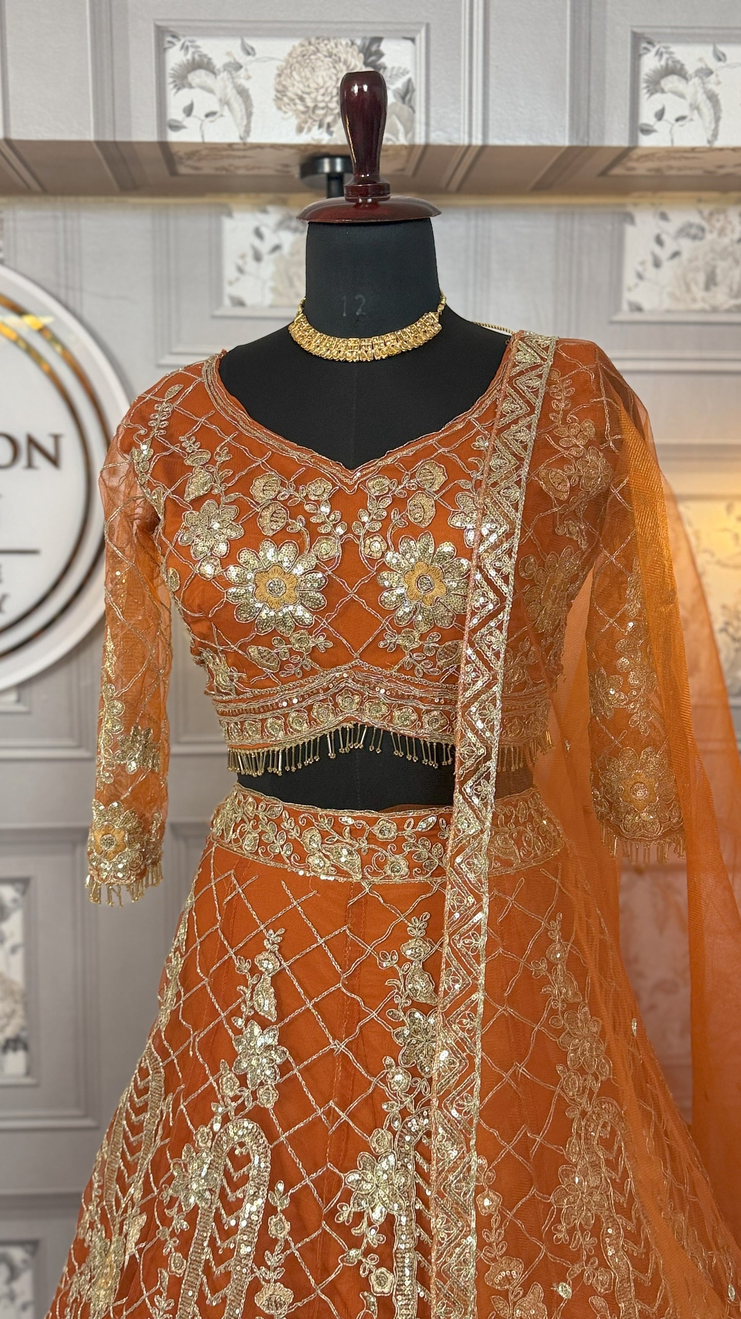 Premium Soft Net Lehenga with Coding Sequins Work & Dupatta