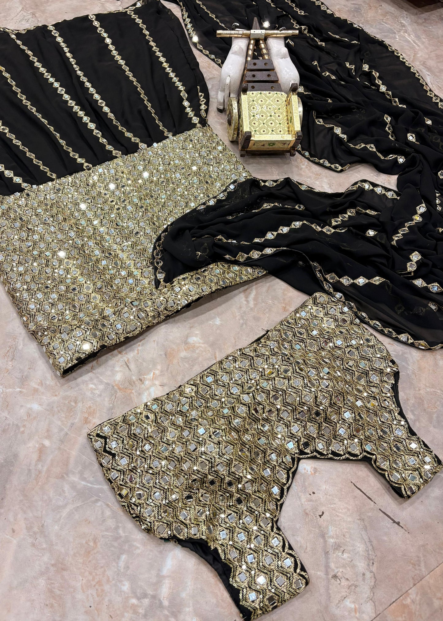 DFG Luxe Mirror-Embroidered Ready-to-Wear Saree-DFG-1812