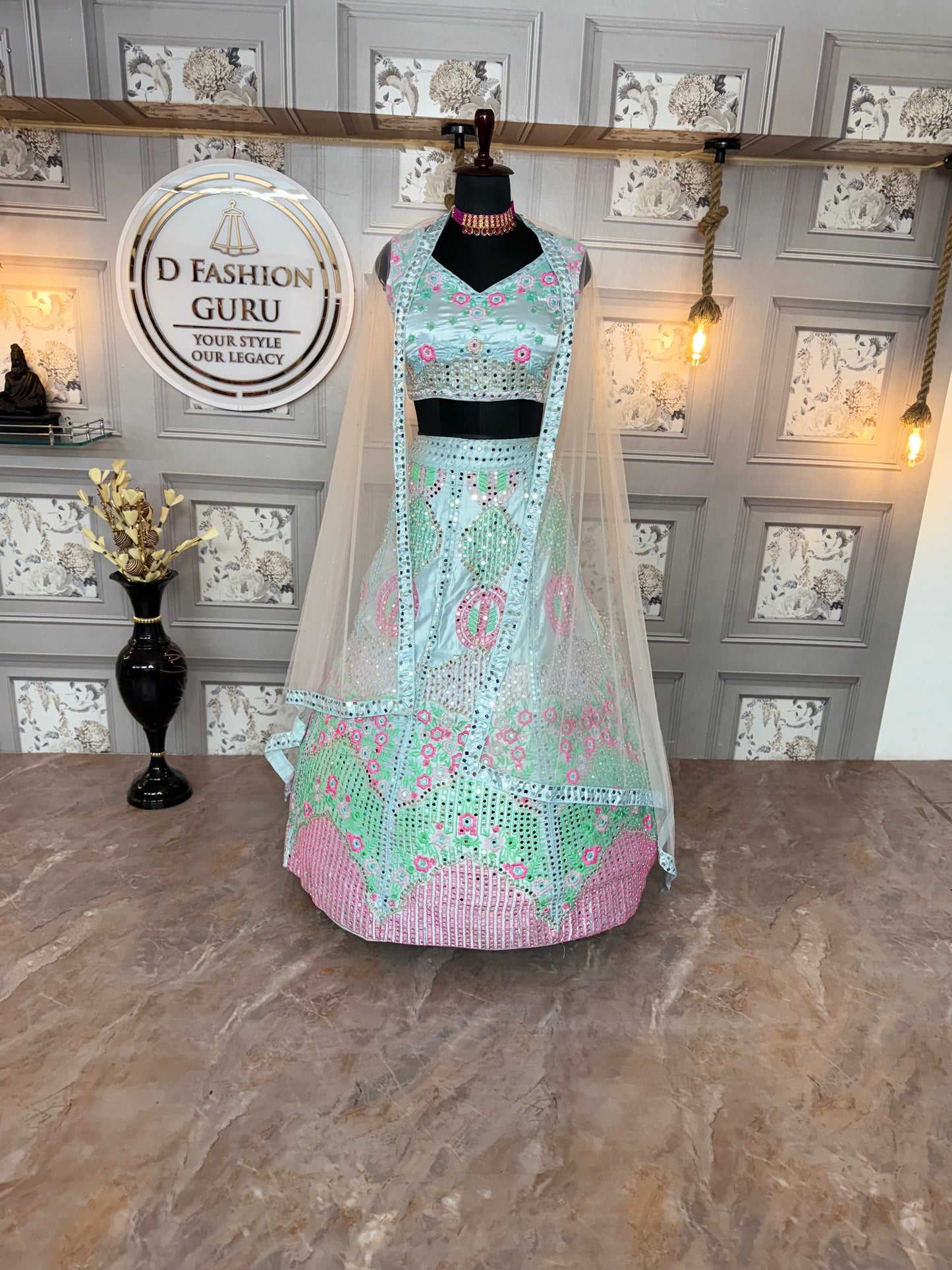 ✨ Exclusive Malai Satin Silk Real Mirror Embroidered Lehenga ✨