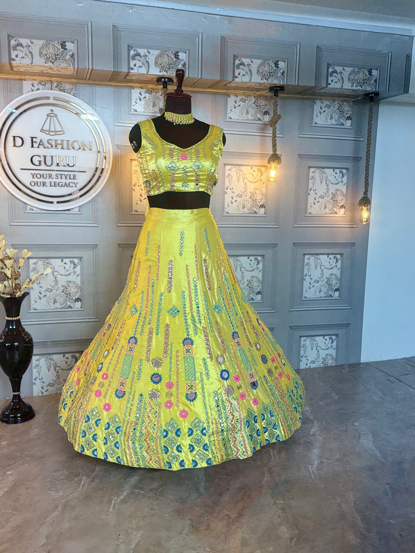 ✨ Premium Japan Satin Silk Real Mirror Embroidered Lehenga with Butterfly Net Dupatta ✨