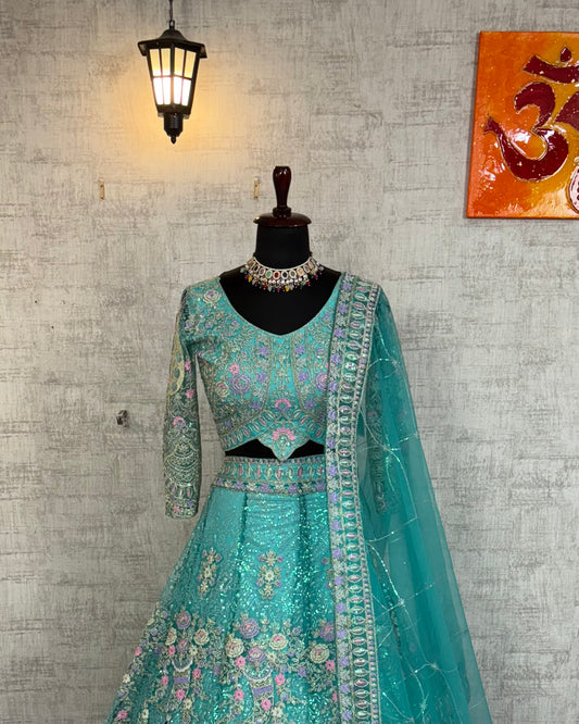 ✨ Designer Sequins Coding Work Lehenga & Blouse – Perfect Fit