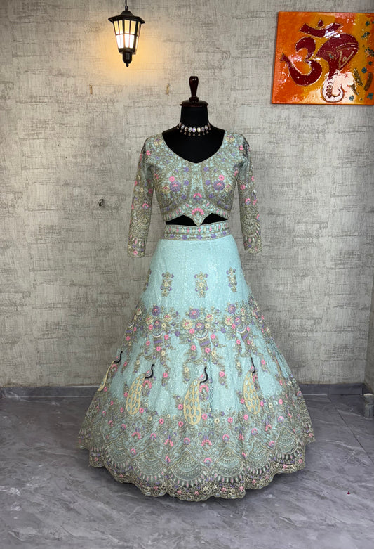 ✨ Exclusive Designer Blouse with Premium Coding Sequins Lehenga