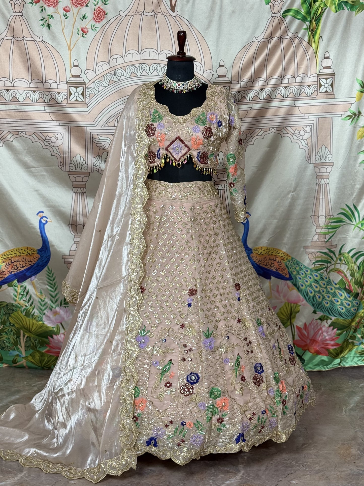 Designer Jimmy Chu Sequins Embroidered Lehenga Set with Dupatta