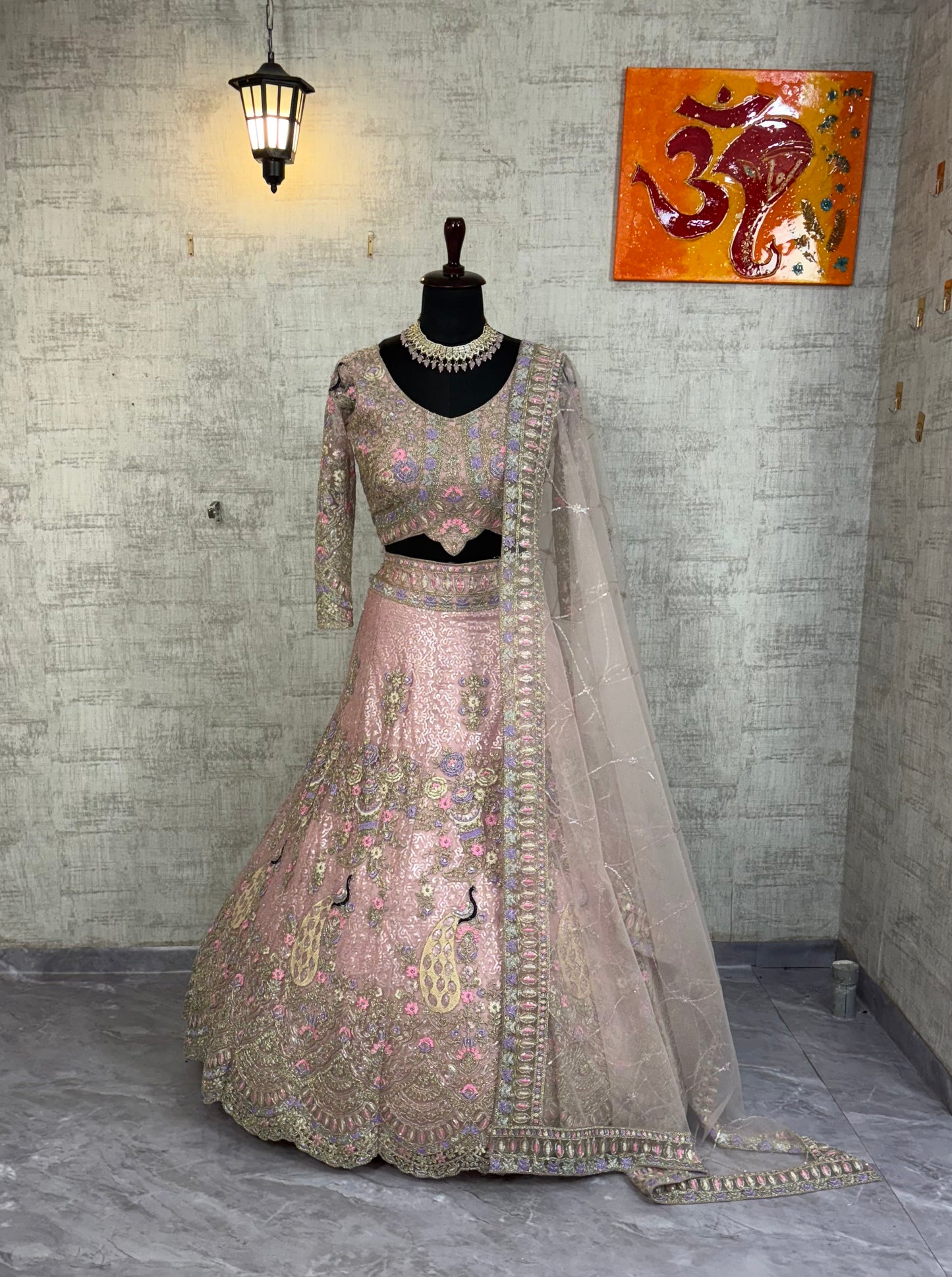 ✨ Premium baby pink Butterfly Net Lehenga with Coding Sequins Embroidery