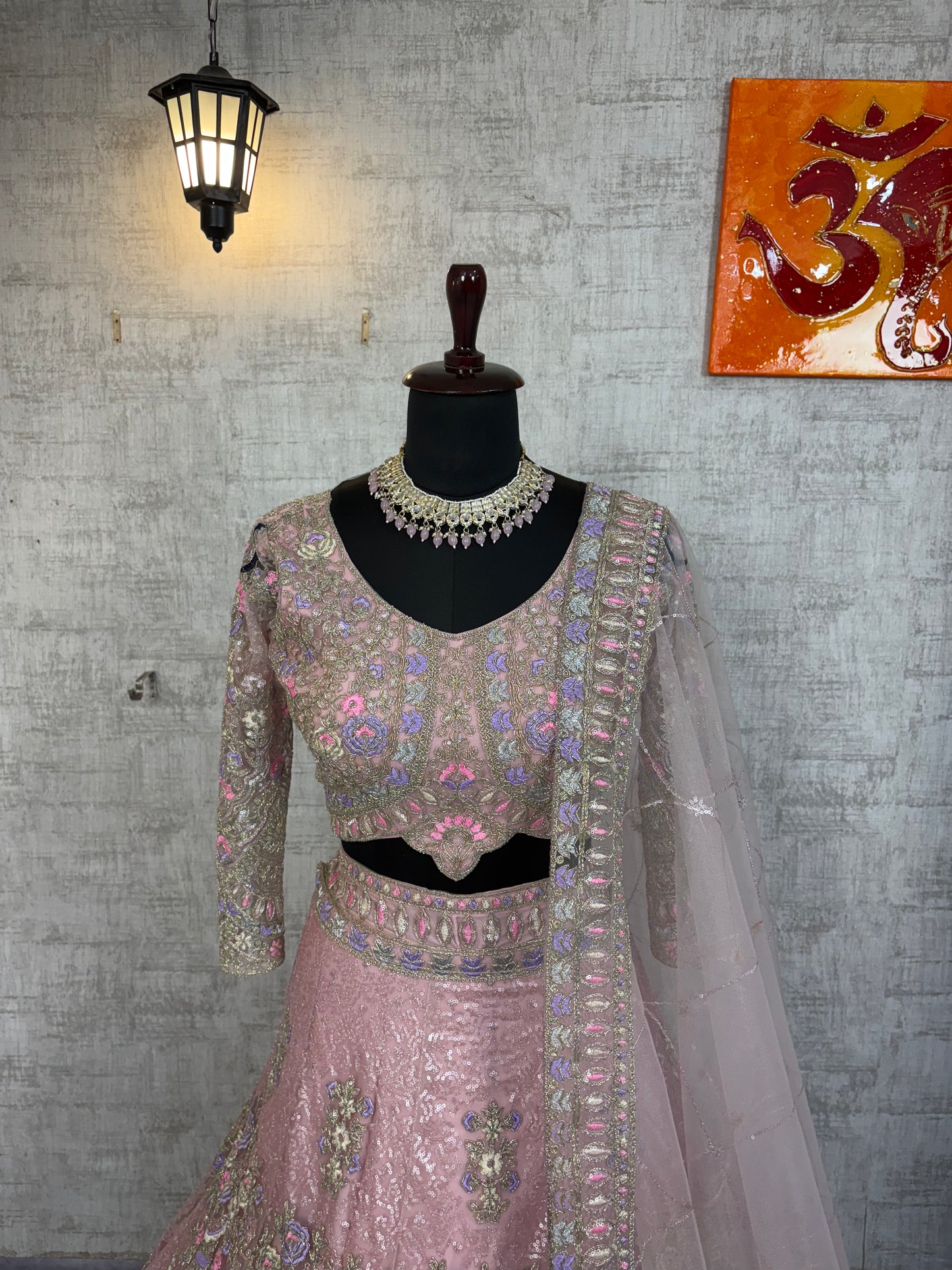✨ Premium baby pink Butterfly Net Lehenga with Coding Sequins Embroidery