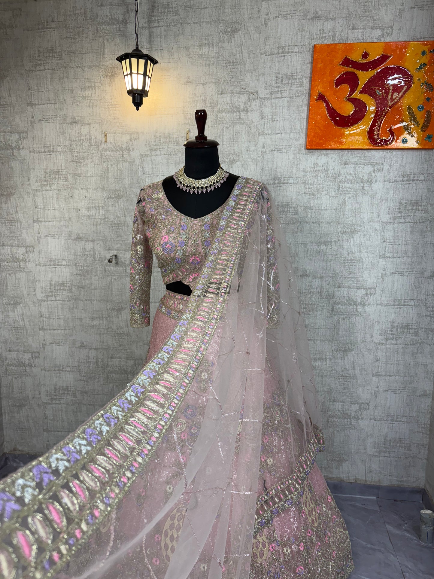 ✨ Premium baby pink Butterfly Net Lehenga with Coding Sequins Embroidery