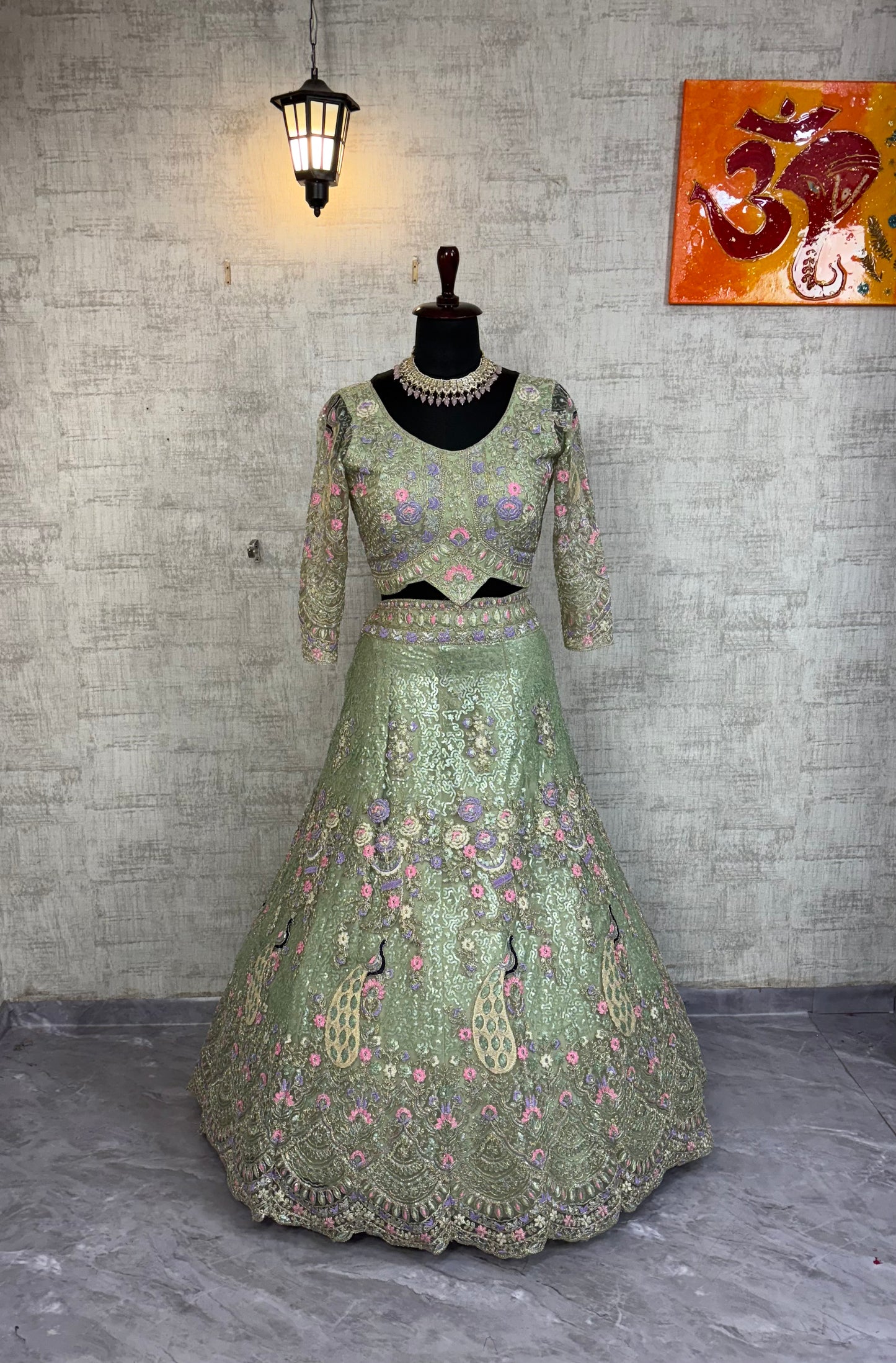 ✨ Luxury Pista Designer Lehenga with Blouse & Dupatta