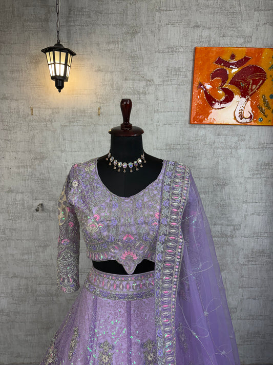 ✨ Elegant Sequins Embroidered Lehenga for Weddings & Receptions