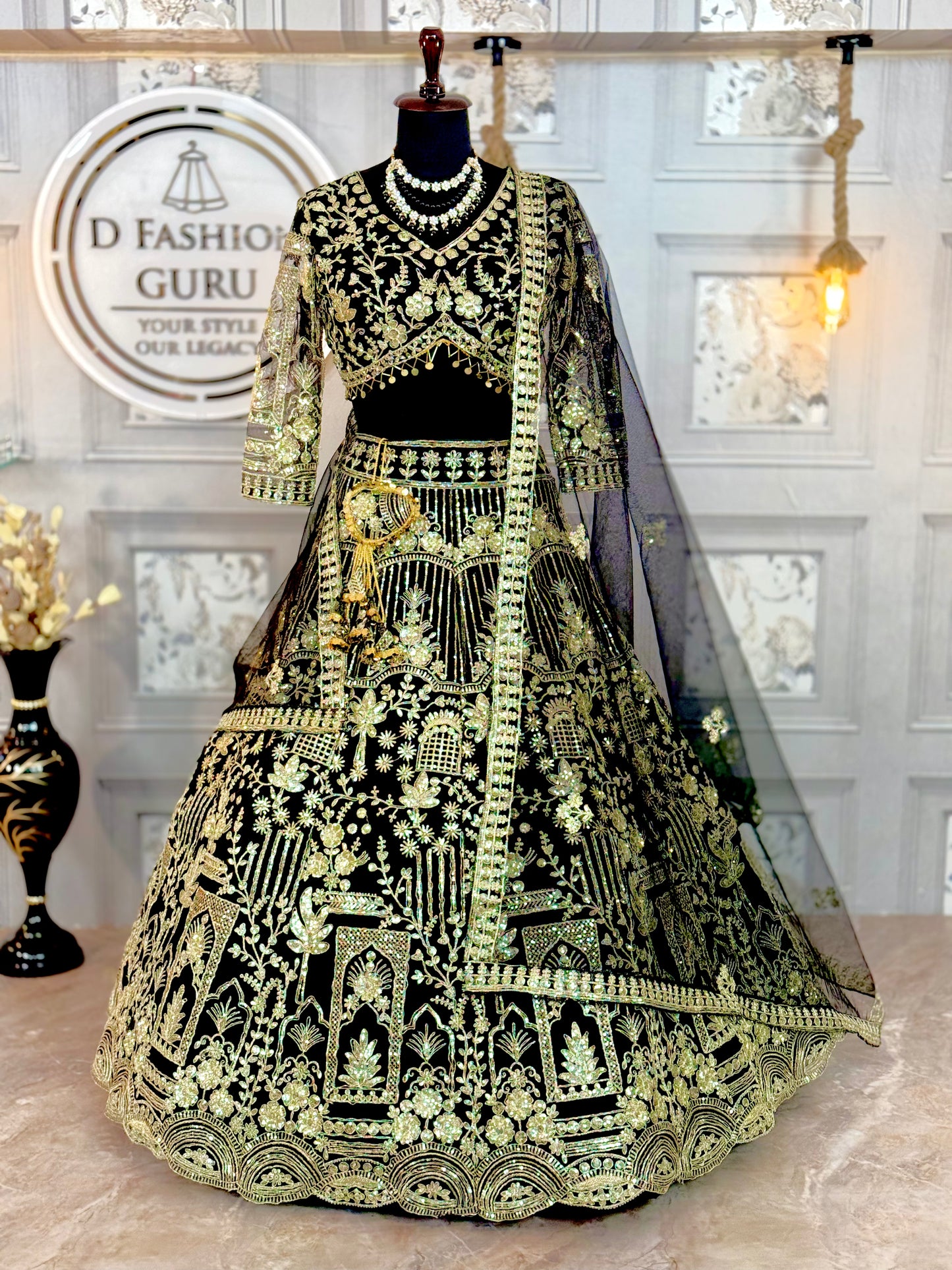 Black Premium Soft Net Lehenga Choli with Sequins Embroidery – Elegant & Stylish Design