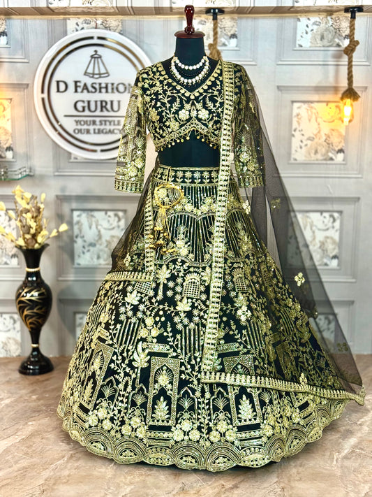 Black Premium Soft Net Lehenga Choli with Sequins Embroidery – Elegant & Stylish Design