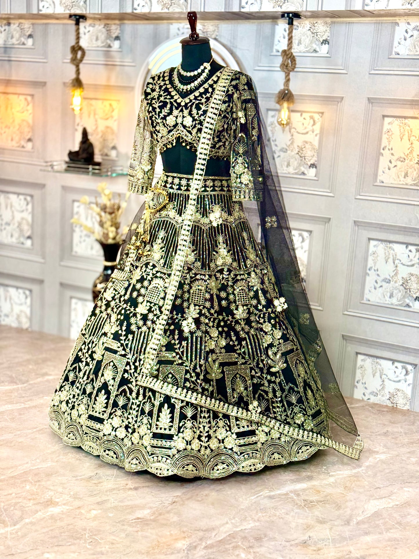 Black Premium Soft Net Lehenga Choli with Sequins Embroidery – Elegant & Stylish Design