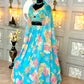 🌸 Turquoise Bloom: Floral Lehenga Set with Embellished Blouse & Dupatta 🌸