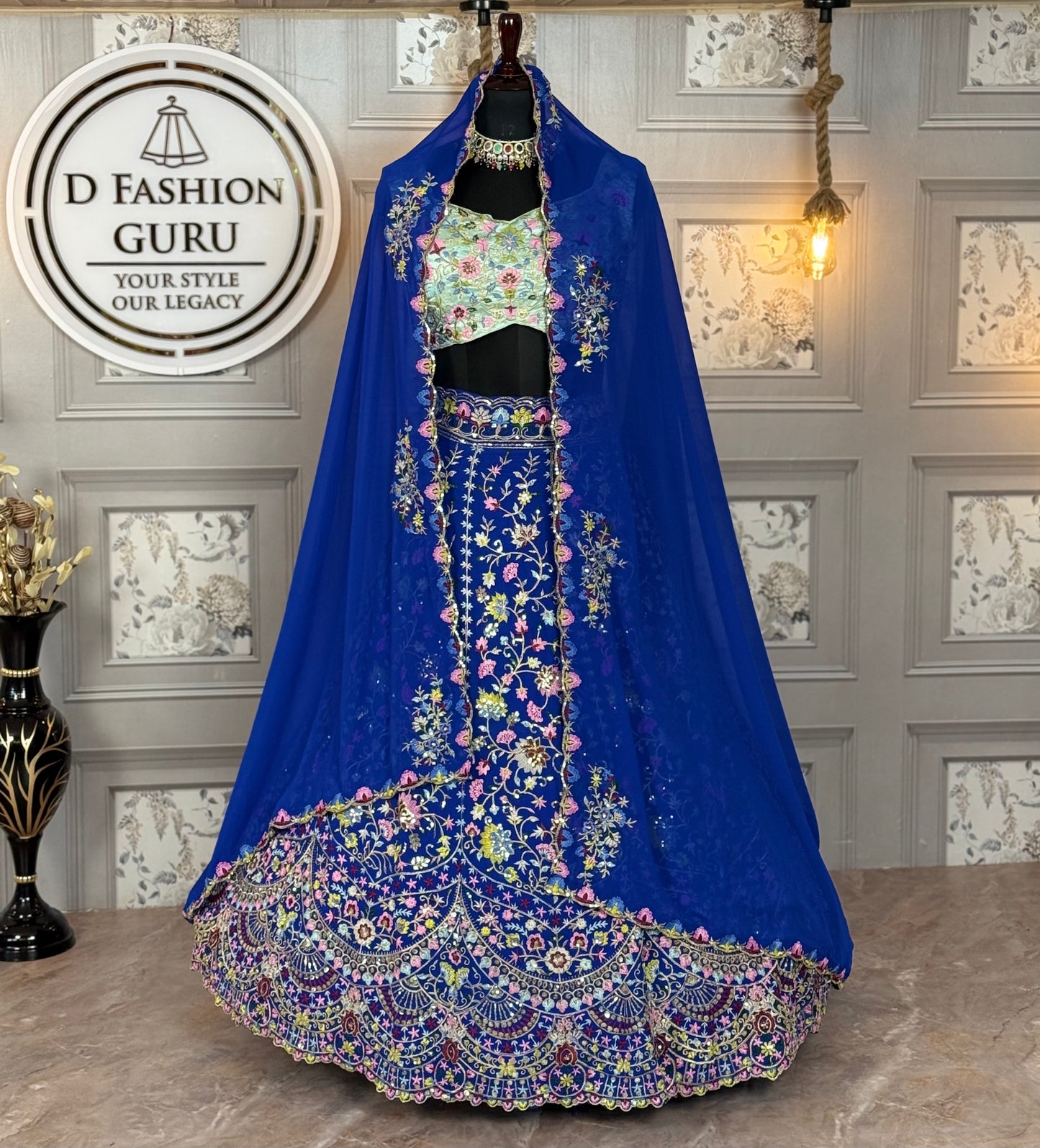 Malai Silk Embroidered Lehenga Choli Set with Sequins Work & Dupatta | 4 Meter Flare | Semi-Stitched