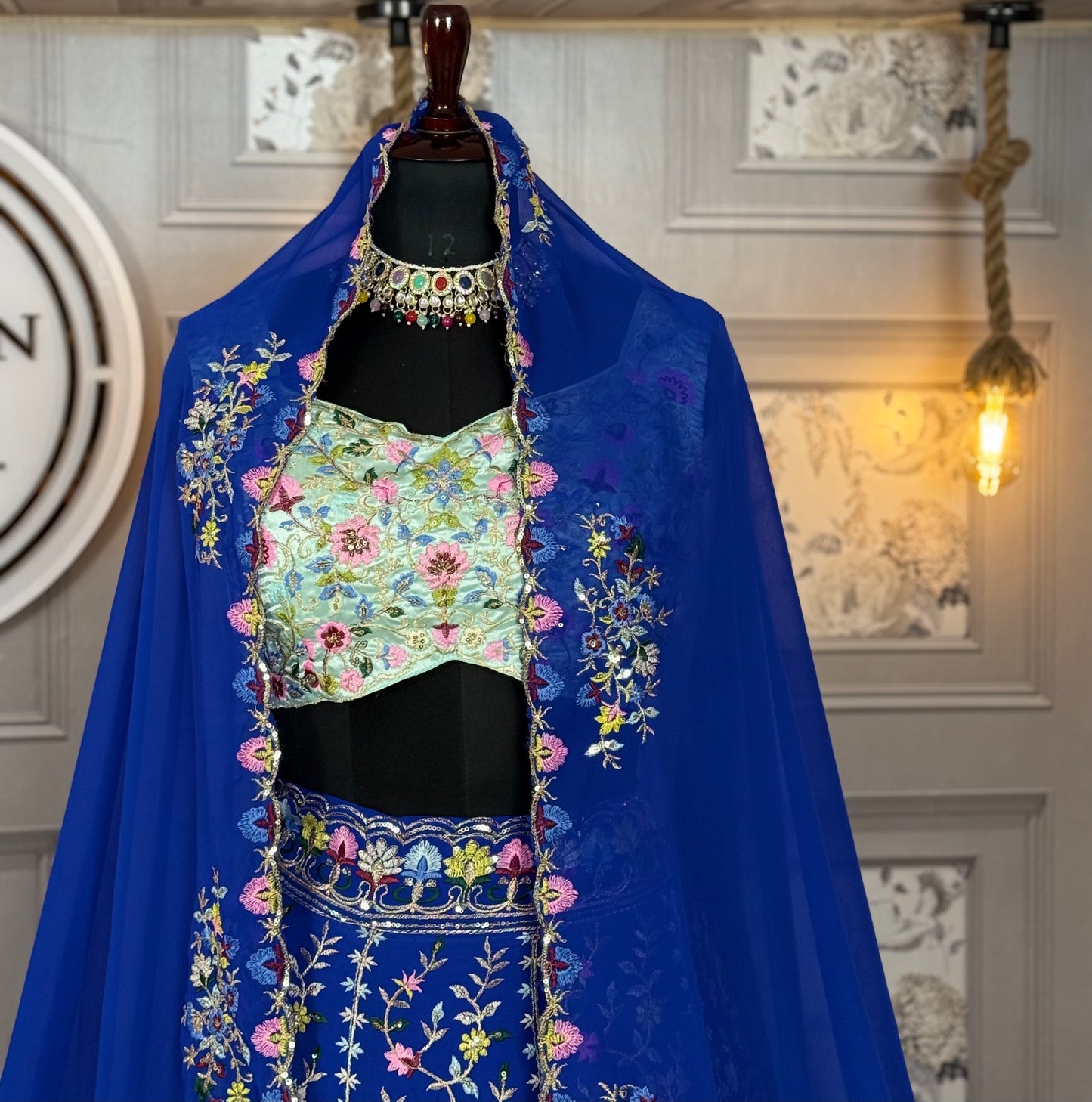 Malai Silk Embroidered Lehenga Choli Set with Sequins Work & Dupatta | 4 Meter Flare | Semi-Stitched