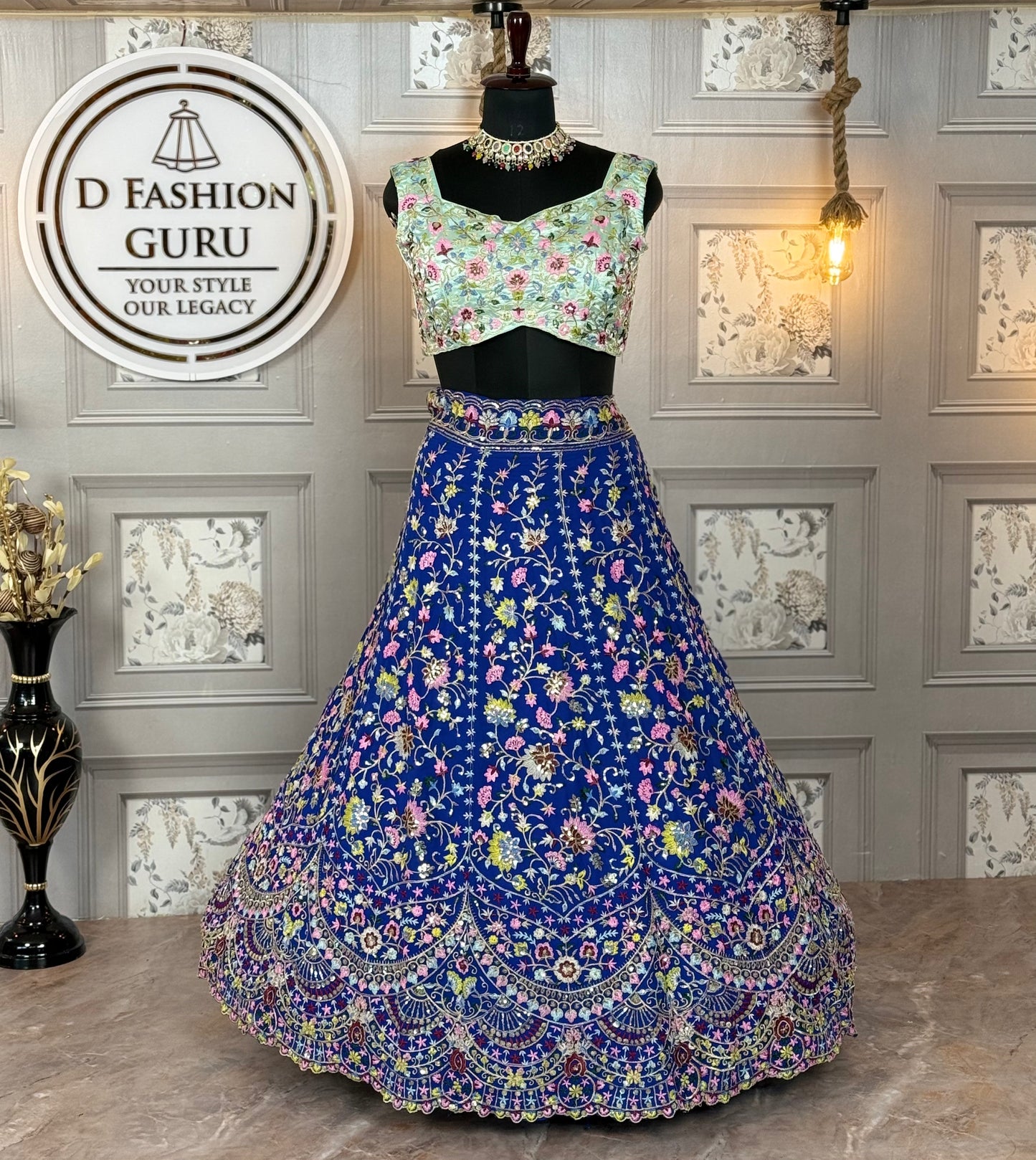 Malai Silk Embroidered Lehenga Choli Set with Sequins Work & Dupatta | 4 Meter Flare | Semi-Stitched